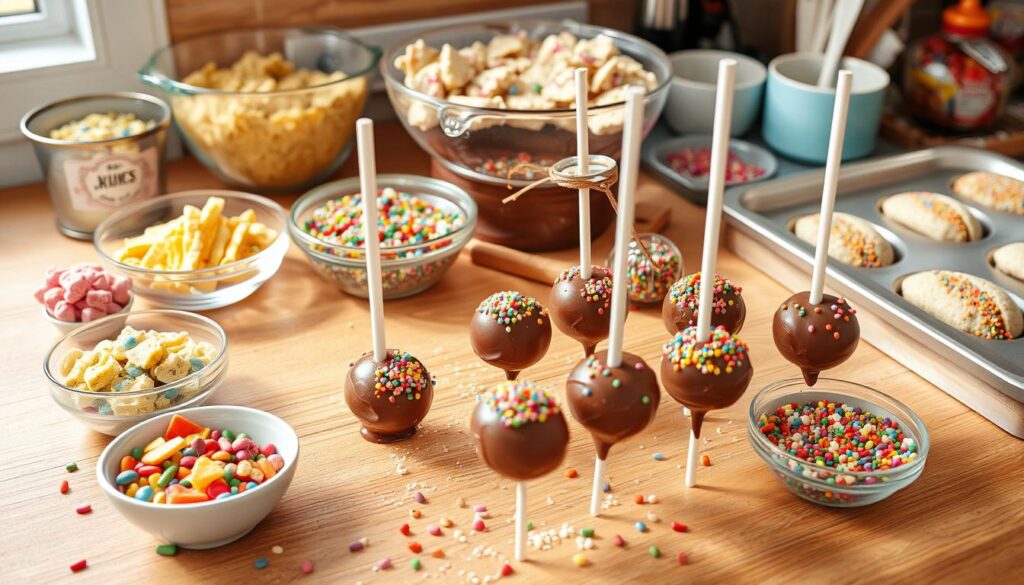 Homemade cake pops preparation